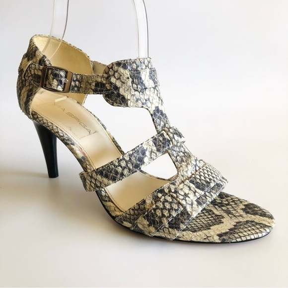 Via Spiga Shoes - Via Spiga Hilda Snake Embossed T-Strap Sandal